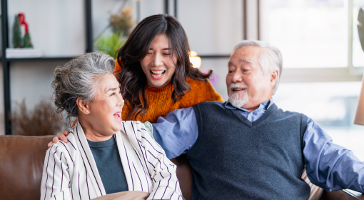 Daughter and elderly parents