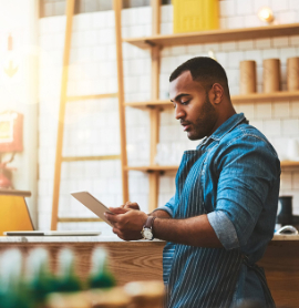 a man looking over business documents