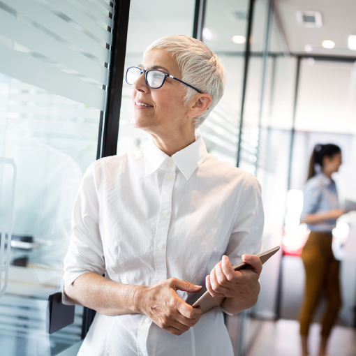 woman walking in office