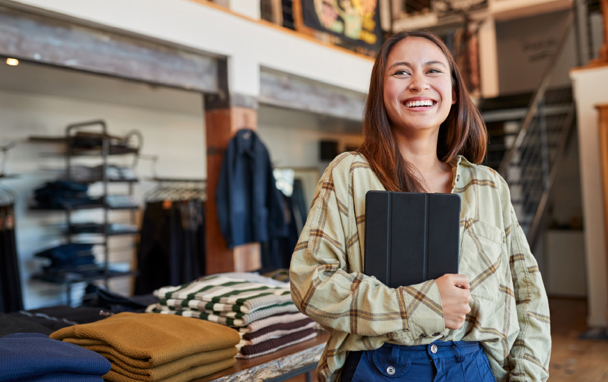 woman small business clothing shop